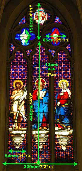 彩色玻璃窗，绘有耶稣基督，圣母玛利亚以及圣施洗约翰-4
