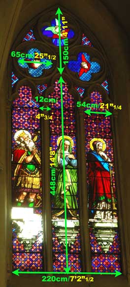 彩色玻璃，绘有玛丽－玛德莲以及两位圣徒之像-5