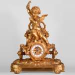« 爱神战车 »拿破仑三世时期风格的镀金青铜时钟
