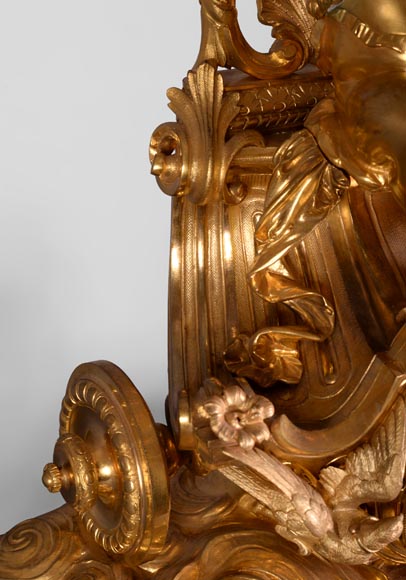 « 爱神战车 »拿破仑三世时期风格的镀金青铜时钟-3