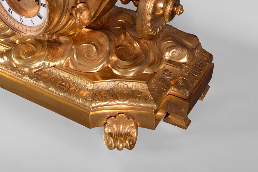 « 爱神战车 »拿破仑三世时期风格的镀金青铜时钟-7
