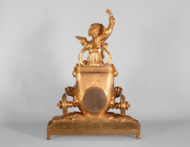 « 爱神战车 »拿破仑三世时期风格的镀金青铜时钟-8