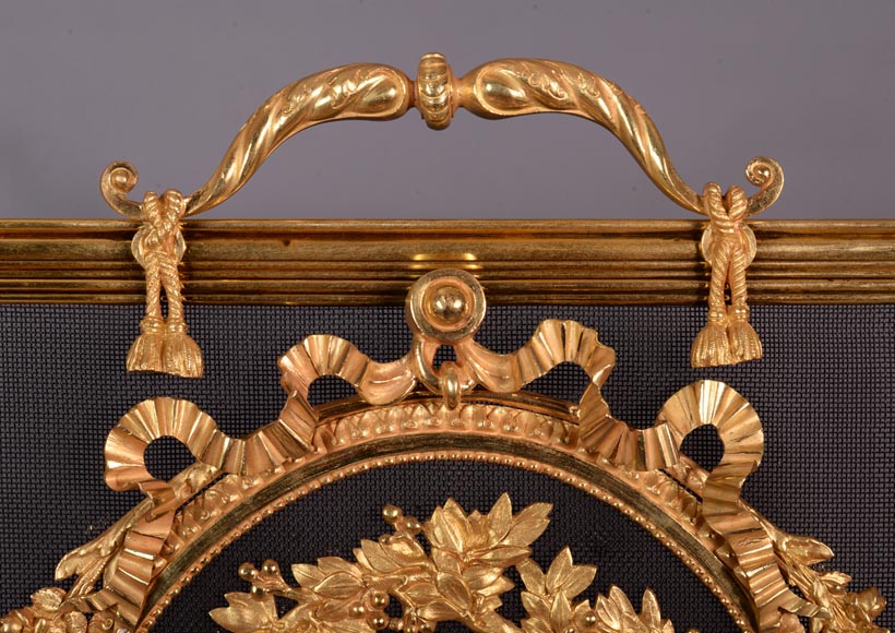 拿破仑三世风格的铜鎏金古董精美烟囱罩，饰有女神萨堤尔和她的孩子-2