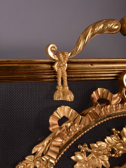 拿破仑三世风格的铜鎏金古董精美烟囱罩，饰有女神萨堤尔和她的孩子-4