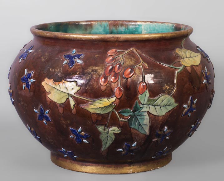 费尔南德.特斯马尔（Fernand THESMAR），珐琅彩彩绘花卉陶瓷花盆套-1