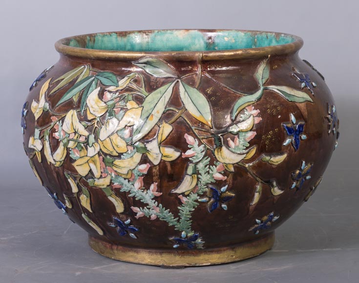 费尔南德.特斯马尔（Fernand THESMAR），珐琅彩彩绘花卉陶瓷花盆套-2