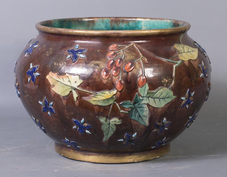 费尔南德.特斯马尔（Fernand THESMAR），珐琅彩彩绘花卉陶瓷花盆套-4