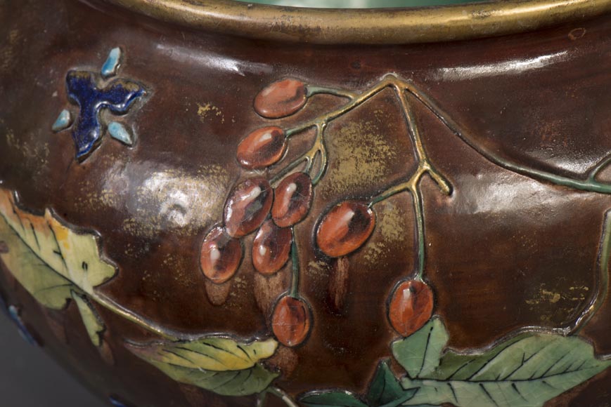 费尔南德.特斯马尔（Fernand THESMAR），珐琅彩彩绘花卉陶瓷花盆套-5