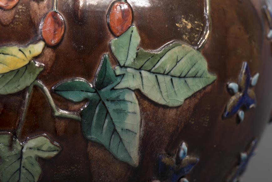 费尔南德.特斯马尔（Fernand THESMAR），珐琅彩彩绘花卉陶瓷花盆套-6