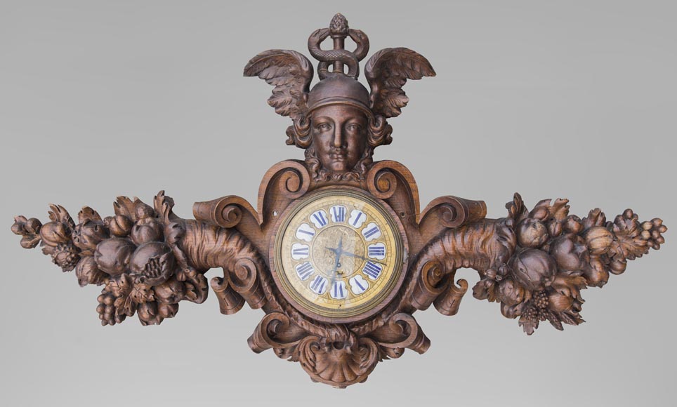 描绘赫尔墨斯以及其标志性神杖的钟表，19世纪末-0