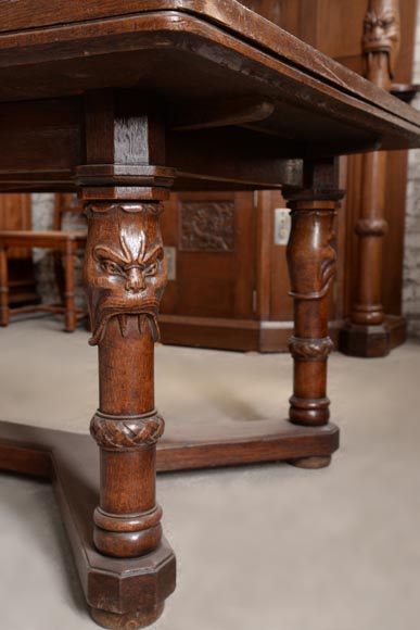 整套橡木饭厅家具，装饰灵感来自北欧神话-15