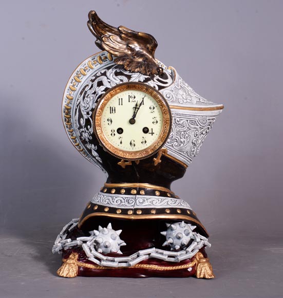 釉面陶瓷头盔形时钟，19世纪末-0