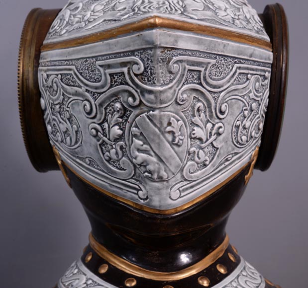 釉面陶瓷头盔形时钟，19世纪末-6