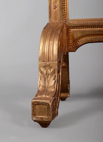 罕见木制灰墁古董烟囱罩，路易十六风格镀金-3