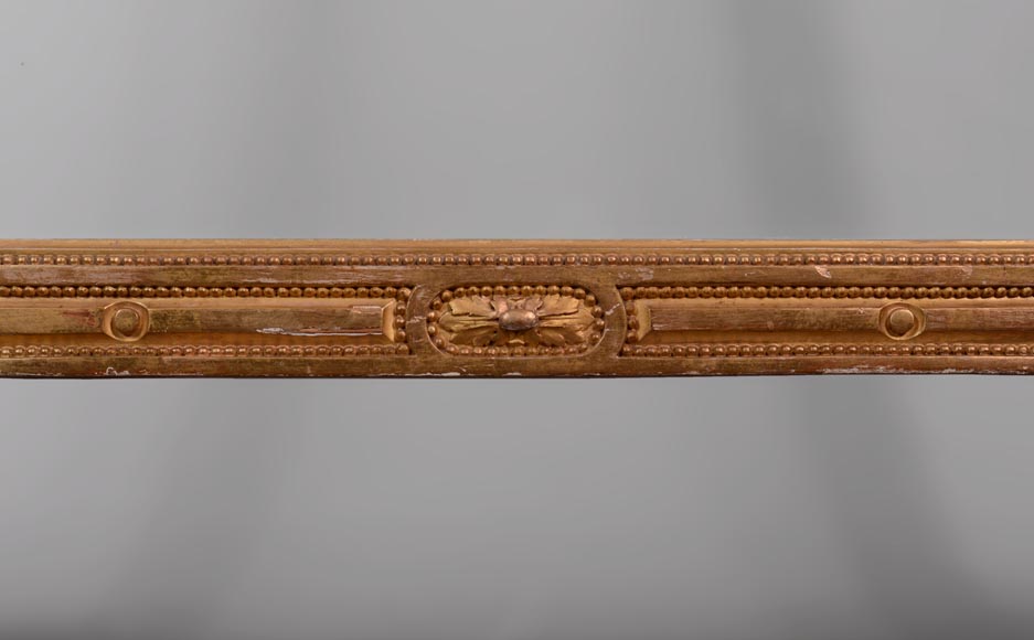 罕见木制灰墁古董烟囱罩，路易十六风格镀金-4