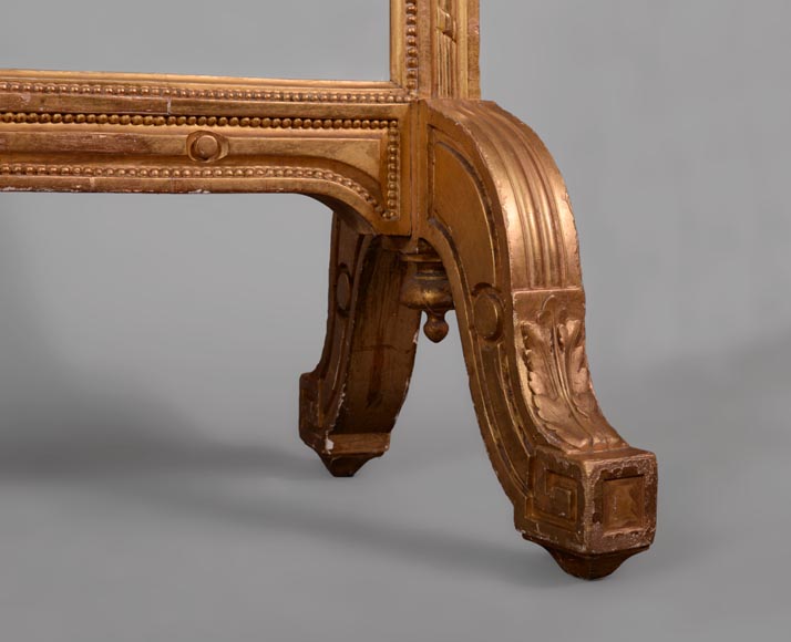 罕见木制灰墁古董烟囱罩，路易十六风格镀金-5