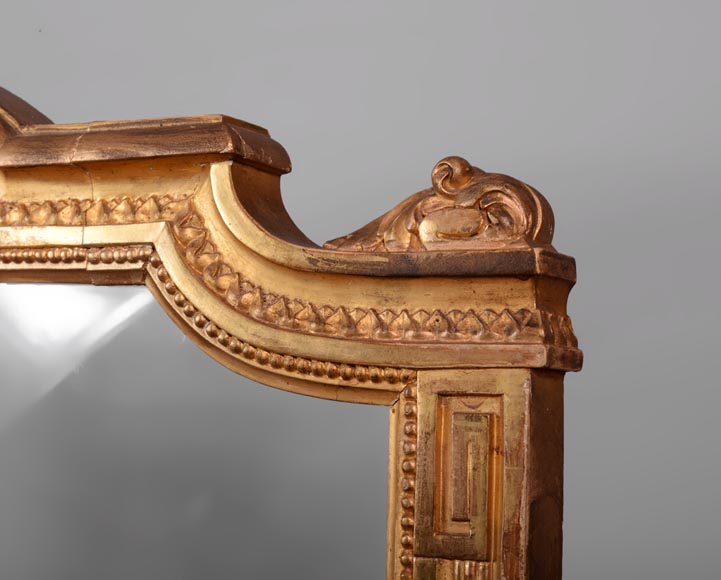 罕见木制灰墁古董烟囱罩，路易十六风格镀金-6