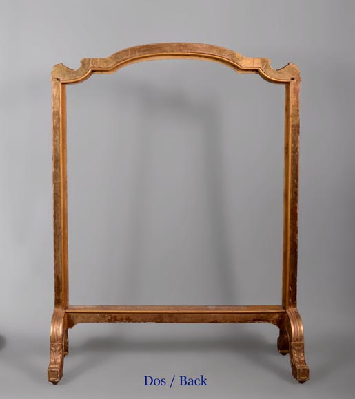 罕见木制灰墁古董烟囱罩，路易十六风格镀金-7