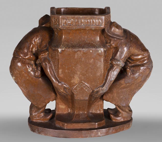 查尔斯·格伯（Charles GREBER，1820-1898年）-彩陶制园丁花瓶-0
