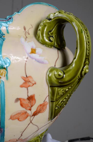 日安瓷器（Faiencerie de Gien） - 非常漂亮的“伯纳德”花盆，采用拿破仑三世风格的彩陶，带有精美的金色装饰，19 世纪末-7