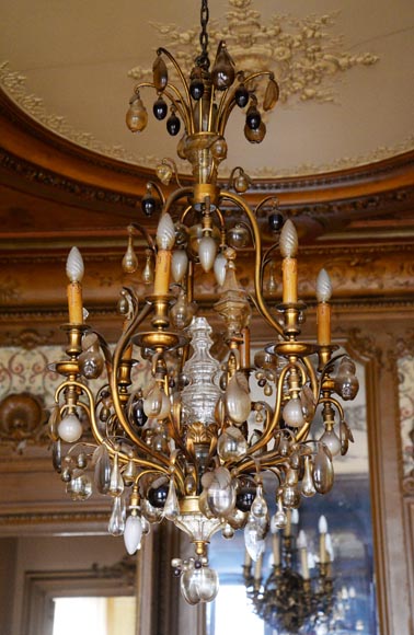 拿破仑三世风格古董彩色水晶吊灯-2