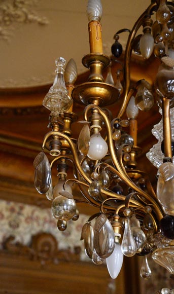 拿破仑三世风格古董彩色水晶吊灯-3