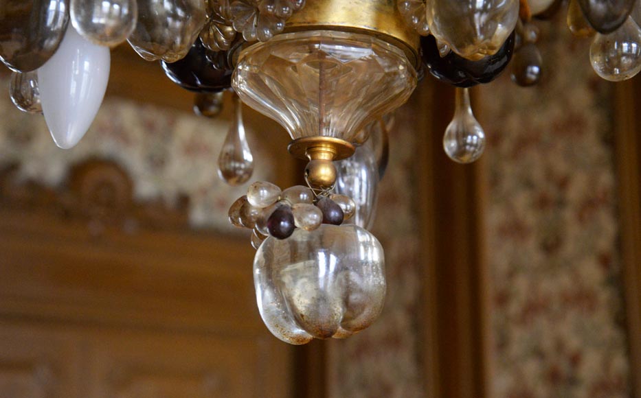 拿破仑三世风格古董彩色水晶吊灯-4