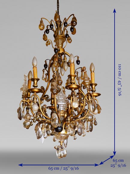 拿破仑三世风格古董彩色水晶吊灯-9