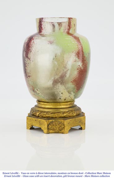 欧内斯特·勒韦尔（Ernest LEVEILLE）-非凡的多彩破碎花纹杯-镀金青铜底座-1890年左右-2
