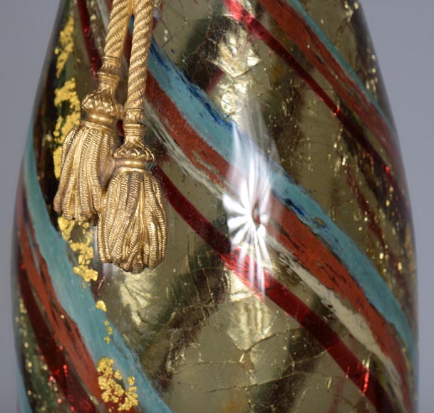 欧内斯特·勒韦尔（Ernest LEVEILLE）-非凡的多彩破碎花纹杯-镀金青铜底座-1890年左右-10