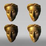 罗伊·阿扎克（Roy ADZAK，1927年-1987年，依照该艺术家风格），一套四个女性面孔的青铜壁式烛台，二十世纪末