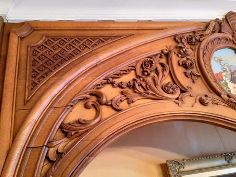 路易十五风格橡木镶板，用于装饰放置床的凹室用，二十世纪初-1
