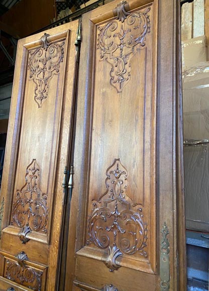 路易十五风格橡木镶板，用于装饰放置床的凹室用，二十世纪初-4