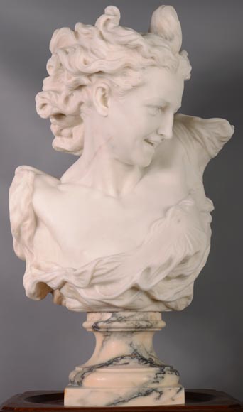 古列尔莫·普吉 （Guglielmo PUGI，1850 - 1915), 白色卡拉拉大理石半身像 《舞蹈天才》 根据让-巴蒂斯特·卡尔波（Jean-Baptiste CARPEAUX）雕塑作品 约1900 年-2