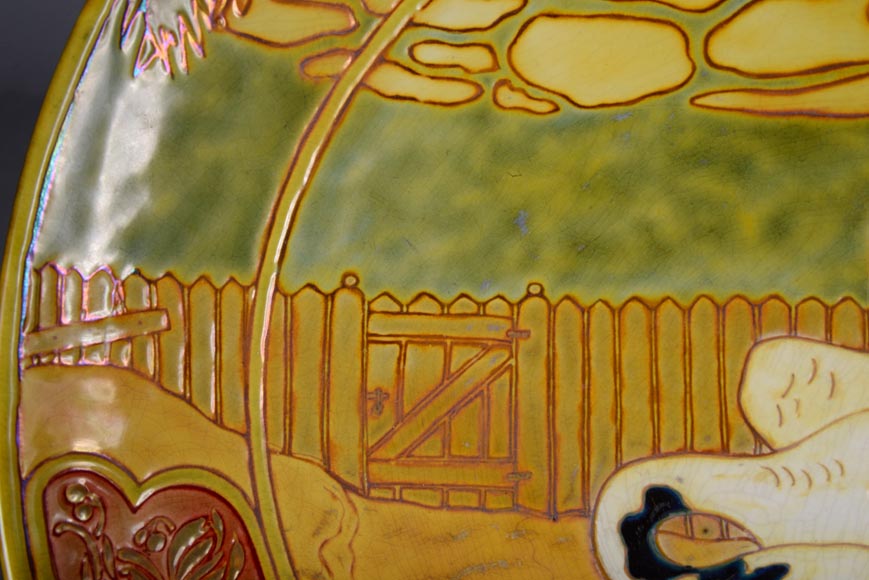 维尔墨斯.泽索尔尼（归于），天鹅装饰彩瓷盘，19世纪末-5