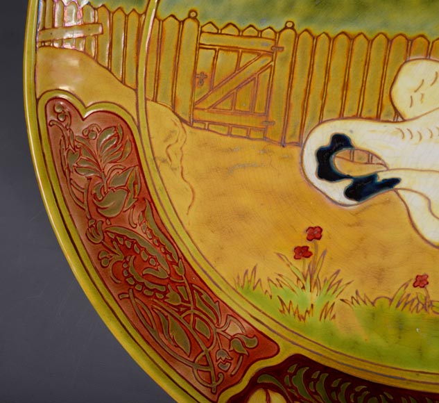 维尔墨斯.泽索尔尼（归于），天鹅装饰彩瓷盘，19世纪末-6