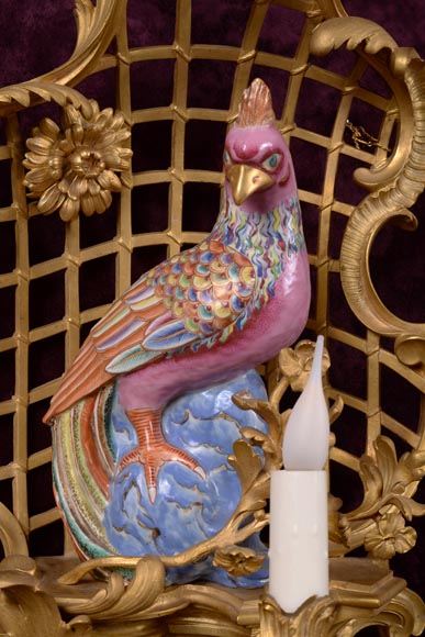 桑松制造 水晶梯廊   鹦鹉壁灯套件    路易十五时期风格     晚于1885年-3