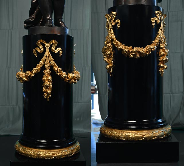 铜匠奥古斯特-路易·马尔基 为吉鲁家定制 一对九火大烛台 青铜镀金银 古铜色 约1855年-27