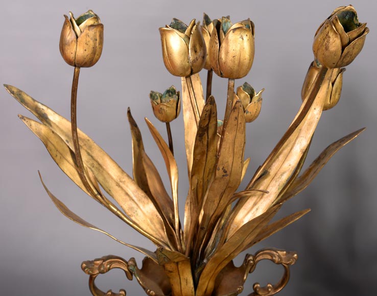 一对镀金青铜孔雀石花瓶，俄罗斯，十九世纪末-3