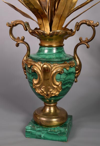 一对镀金青铜孔雀石花瓶，俄罗斯，十九世纪末-4