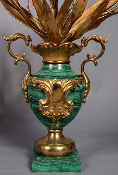 一对镀金青铜孔雀石花瓶，俄罗斯，十九世纪末-6