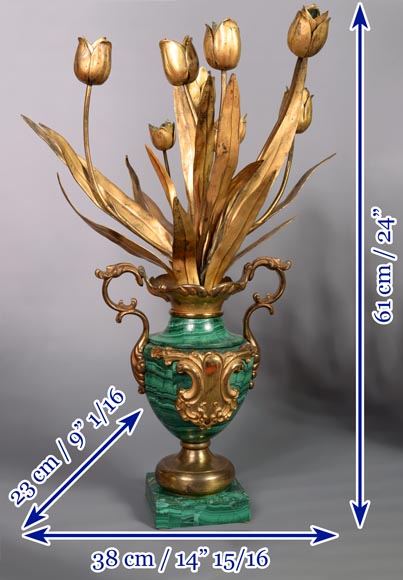 一对镀金青铜孔雀石花瓶，俄罗斯，十九世纪末-9