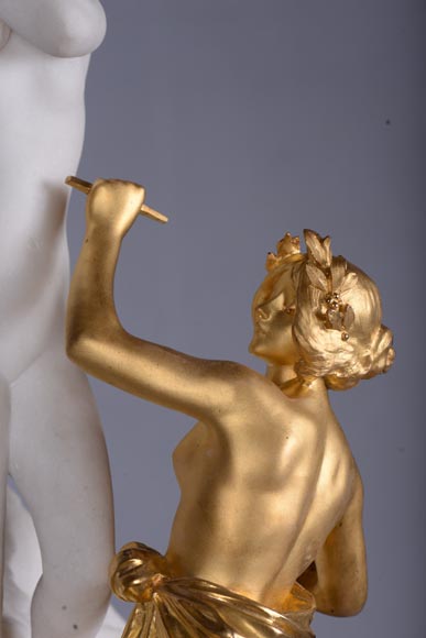 赫柏和朱庇特的鹰，大理石，镀金青铜雕塑-9