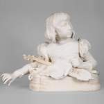 勒内·罗泽（René ROZET） 弹奏曼陀林的年轻音乐家 白色大理石雕塑 19世纪末