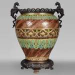 费尔南德.特斯马尔（Fernand THESMAR），中式青铜底座大花瓶，龙型装饰