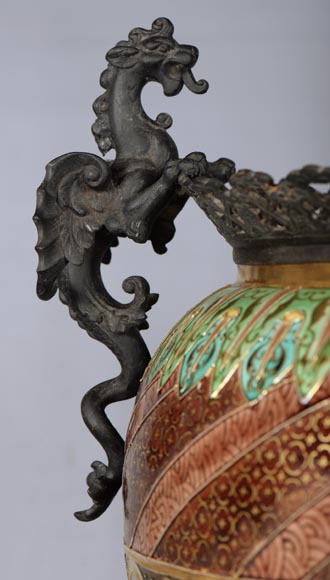 费尔南德.特斯马尔（Fernand THESMAR），中式青铜底座大花瓶，龙型装饰-1