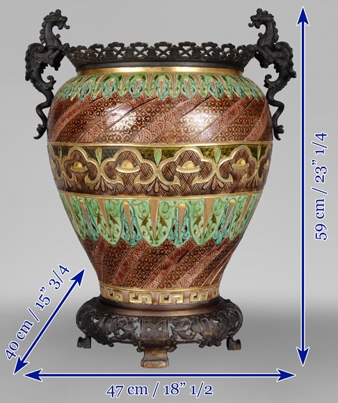 费尔南德.特斯马尔（Fernand THESMAR），中式青铜底座大花瓶，龙型装饰-12