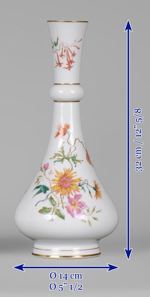 塞弗里斯制造-一对多色花卉装饰德里款花瓶，1875年-13