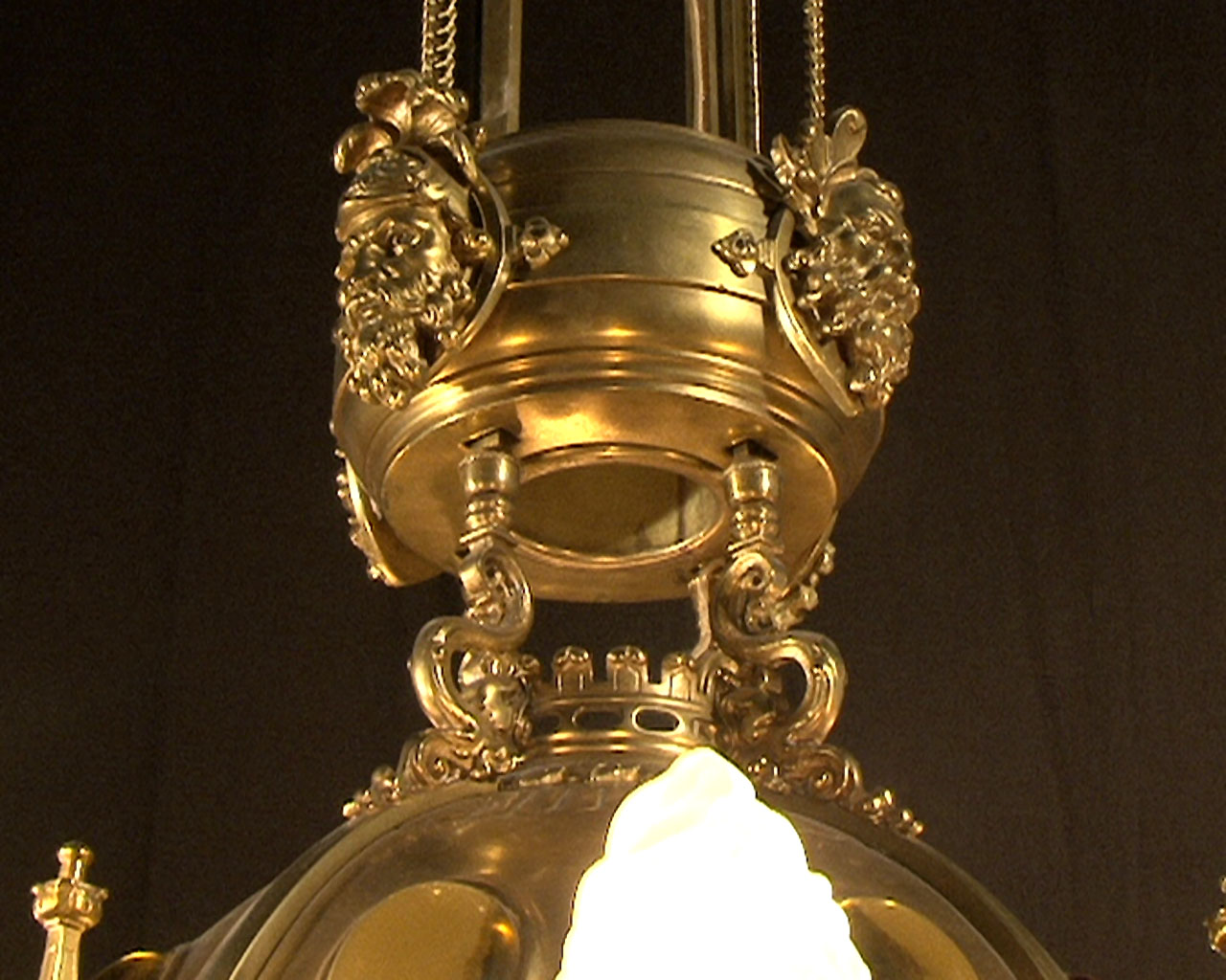 磨砂玻璃灯罩镀金青铜吊灯 -3