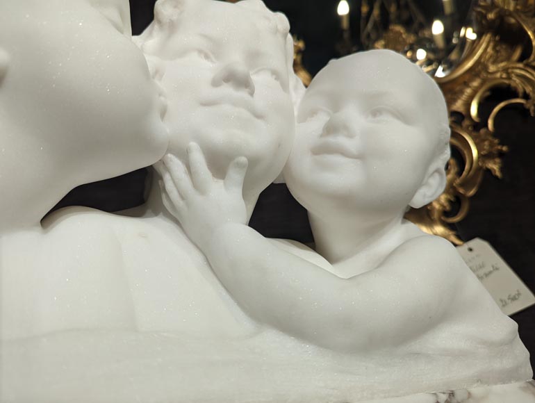 阿弗尔图纳托.戈里（Affortunato GORI），卡拉拉大理石雕塑，石柱上三个孩童半身像-8